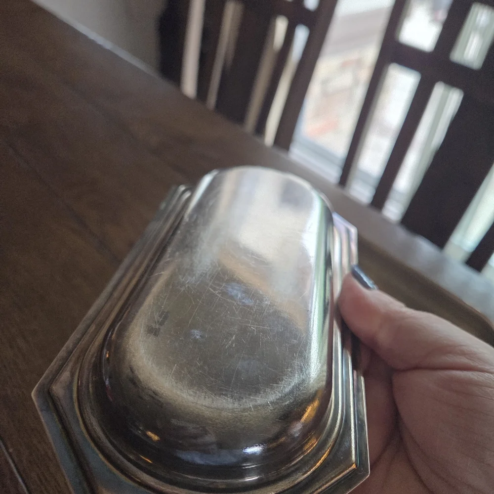 Vintage Silver-Plated Butter Dish With Wooden Finial Handle